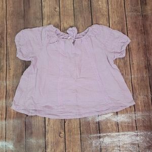 Wonder Nation Girls Top Lavender M (7-8) Blouse Tie Neck Short Sleeve